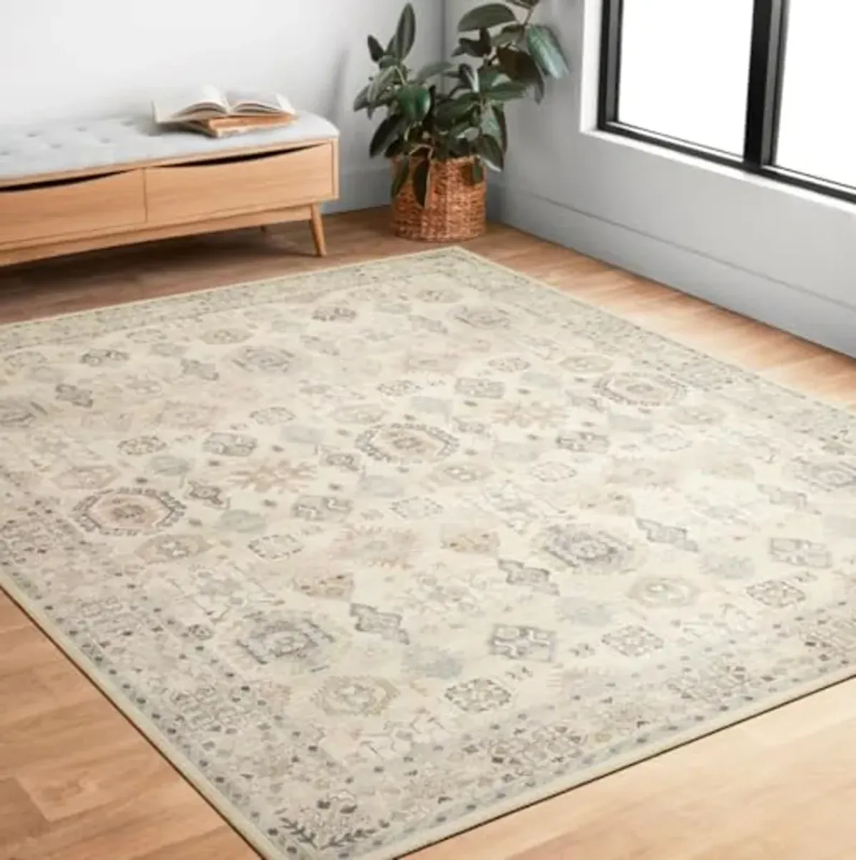 Loloi II Hathaway Collection HTH-07 Multi / Ivory 2'-6" x 7'-6", .25" Thick, Runner Rug, Soft, Durable, Printed, Modern, Low Pile, Non-Shedding, Easy Clean, Living Room Rug