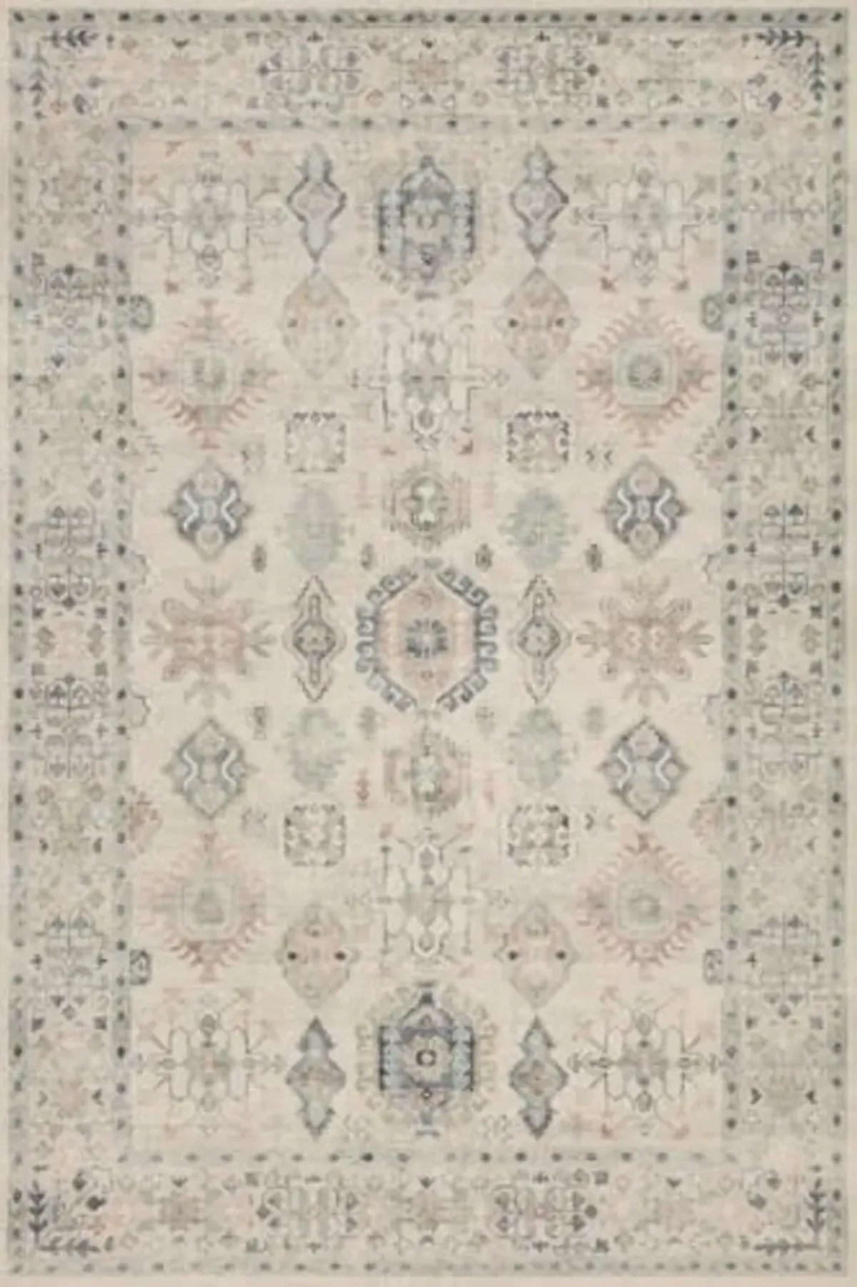 Loloi II Hathaway Collection HTH-07 Multi / Ivory 2'-6" x 7'-6", .25" Thick, Runner Rug, Soft, Durable, Printed, Modern, Low Pile, Non-Shedding, Easy Clean, Living Room Rug