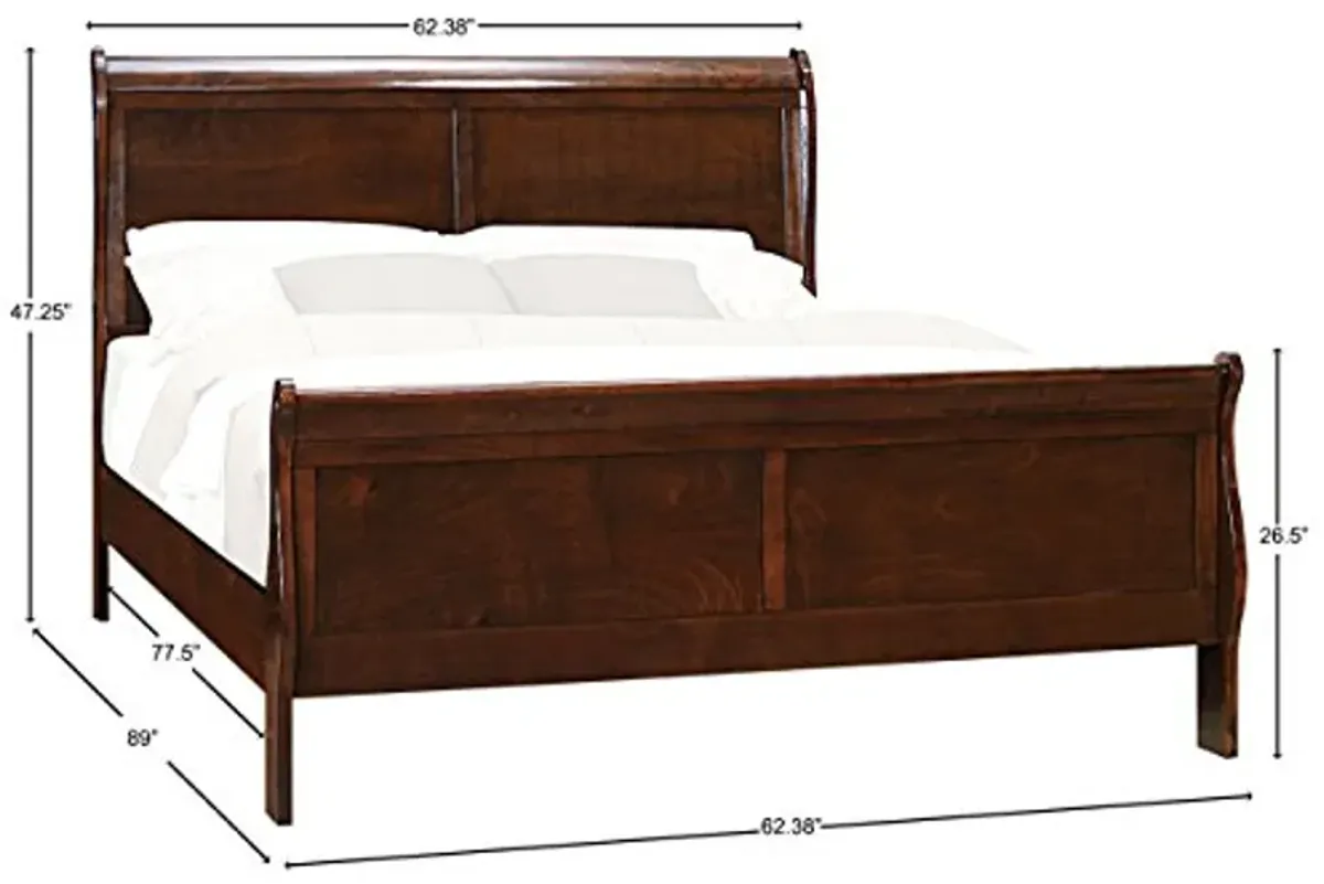 Homelegance Quincy Sleigh Panel Bed, Queen, Cherry