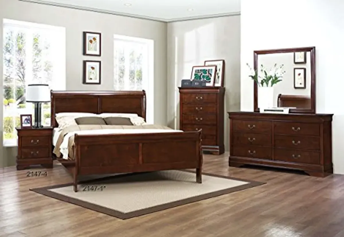 Homelegance Quincy Sleigh Panel Bed, Queen, Cherry