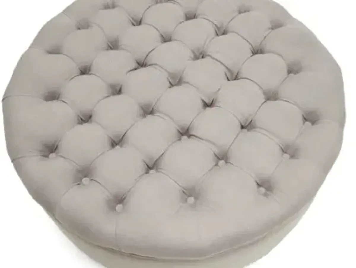 Baxton Studio Iglehart Linen Modern Tufted Ottoman, Beige