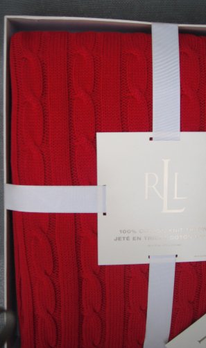 Lauren Ralph Lauren Blanket, Cable Knit Throw, Red 50 X 70 Inches