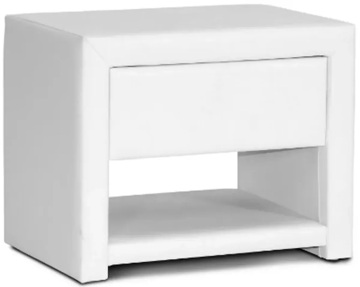 Baxton Studio Massey Upholstered Modern Nightstand, White