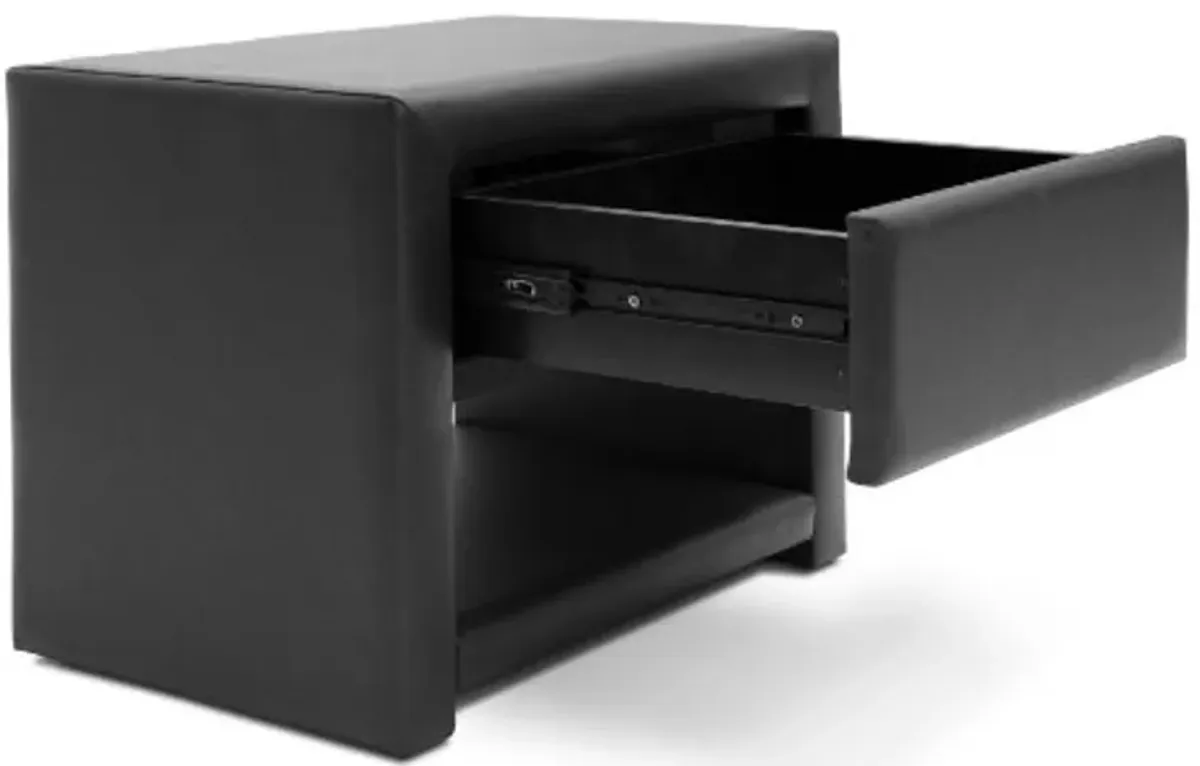 Baxton Studio Massey Upholstered Modern Nightstand, Black