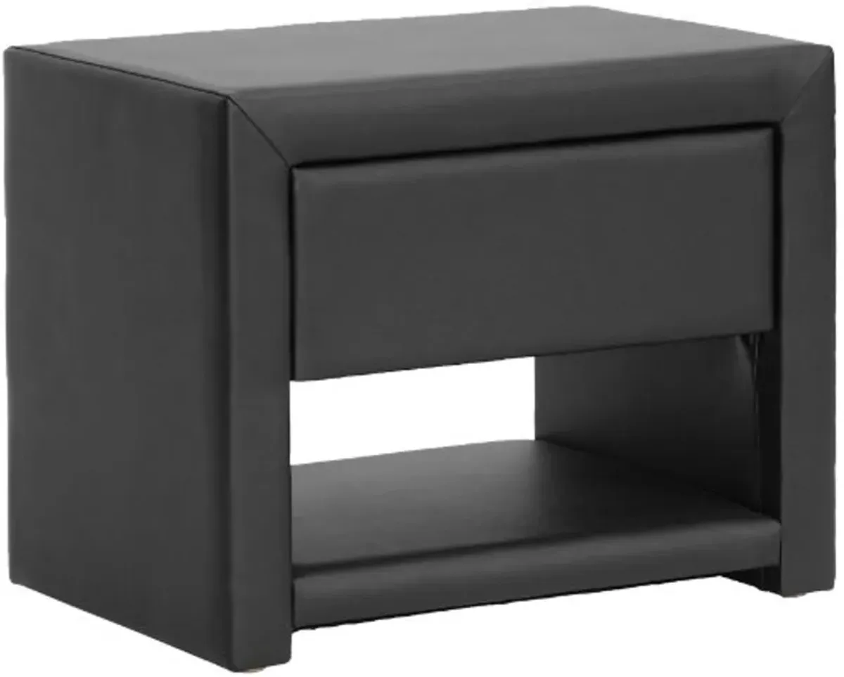 Baxton Studio Massey Upholstered Modern Nightstand, Black