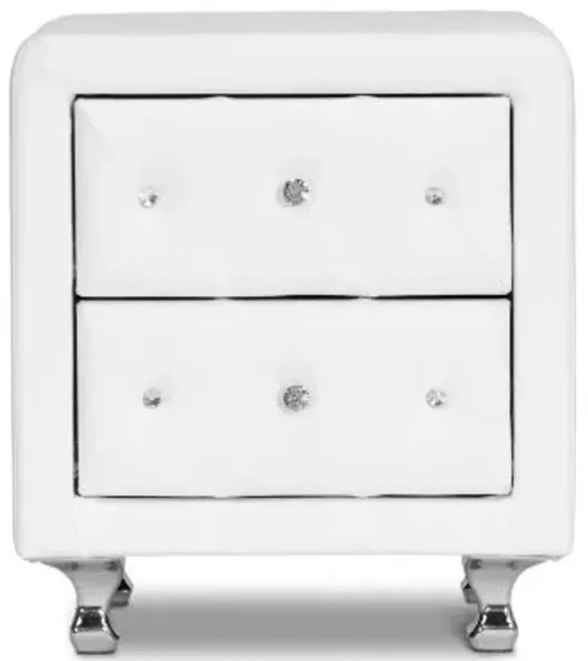 Baxton Studio Stella Crystal Tufted Upholstered Modern Nightstand, White