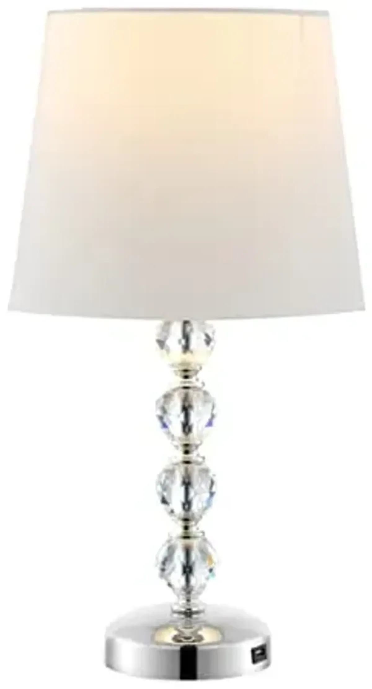 SAFAVIEH Lighting Collection Nola Modern Glam Stacked Crystal Ball/ Off-White Shade 16-inch Bedroom Living Room Home Office Desk Nightstand Table Lamp Set of 2 (LED Bulbs Included)