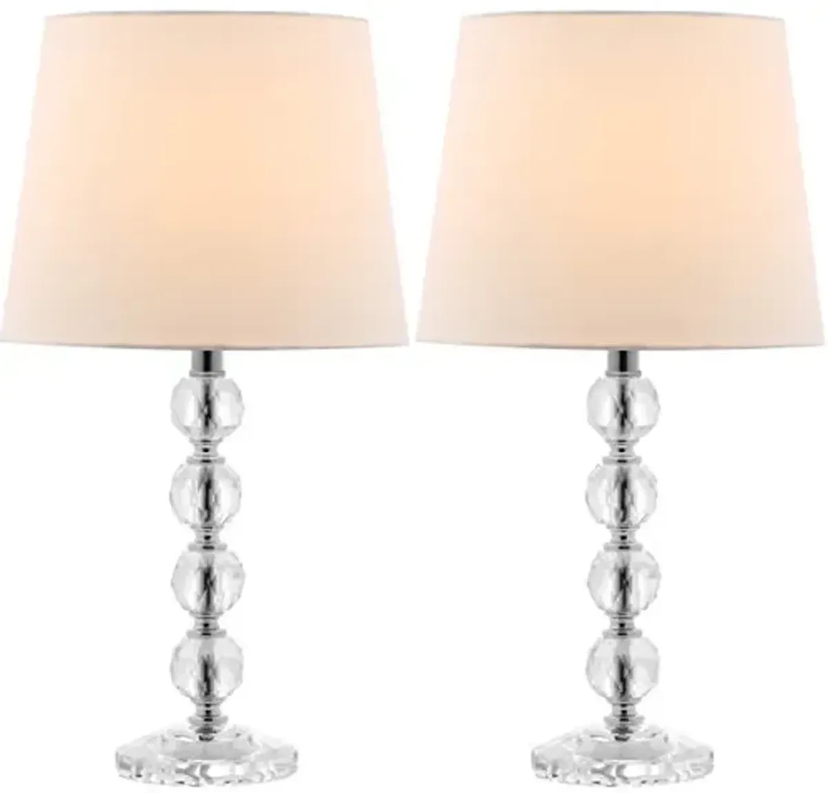 SAFAVIEH Lighting Collection Nola Modern Glam Stacked Crystal Ball/ Off-White Shade 16-inch Bedroom Living Room Home Office Desk Nightstand Table Lamp Set of 2 (LED Bulbs Included)