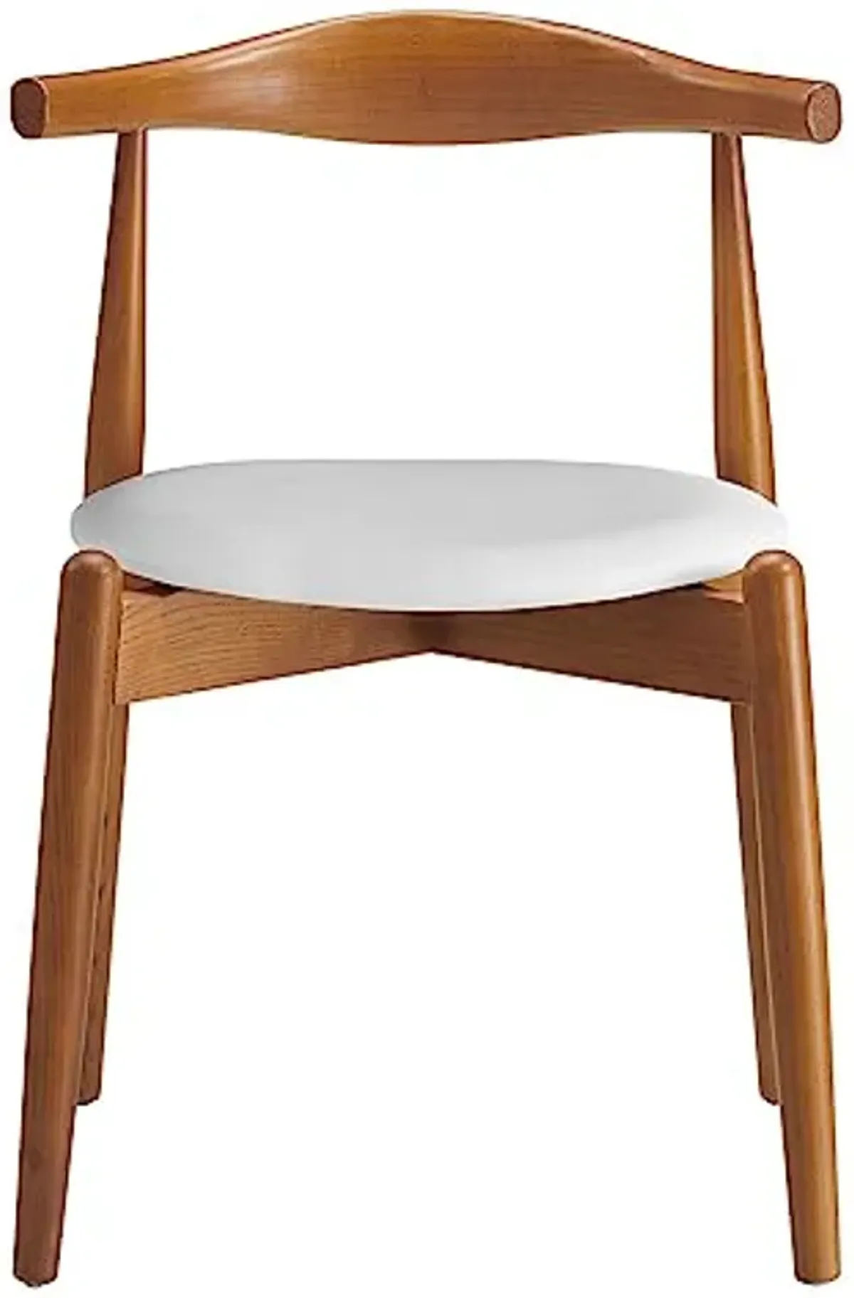 Modway EEI-1080-DWL-WHI Stalwart Mid-Century Modern Wood Frame and Faux Leather Seat, Dining Side Chair, Dark Walnut White