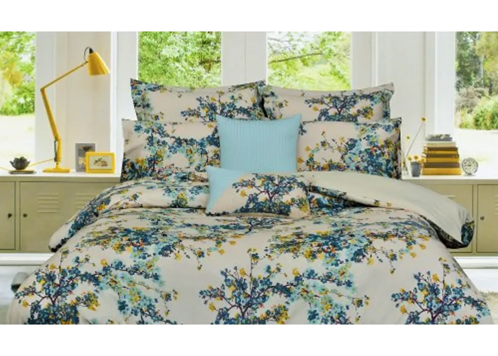 Tribeca Living Casablanca 5-Piece Cotton Floral Duvet Cover Set, King/California King