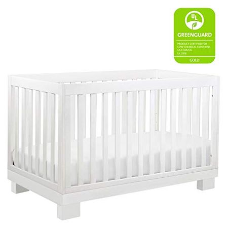 Babyletto Modo 3-in-1 Convertible Crib with Toddler Bed Conversion Kit in White, Greenguard Gold Certified