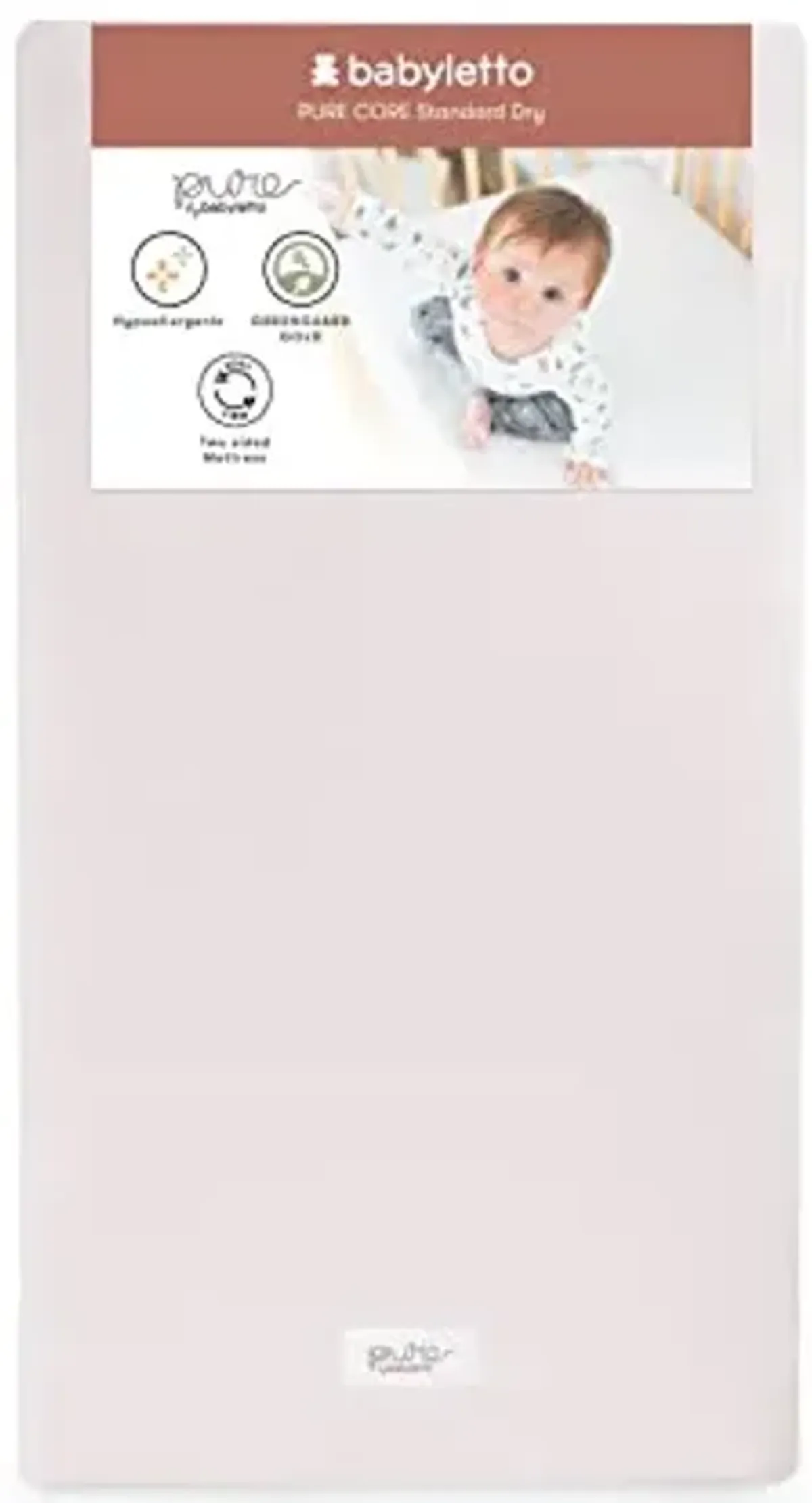 Babyletto Pure Core Crib Mattress, Dry Waterproof Cover, 2-Stage, Greenguard Gold Certified