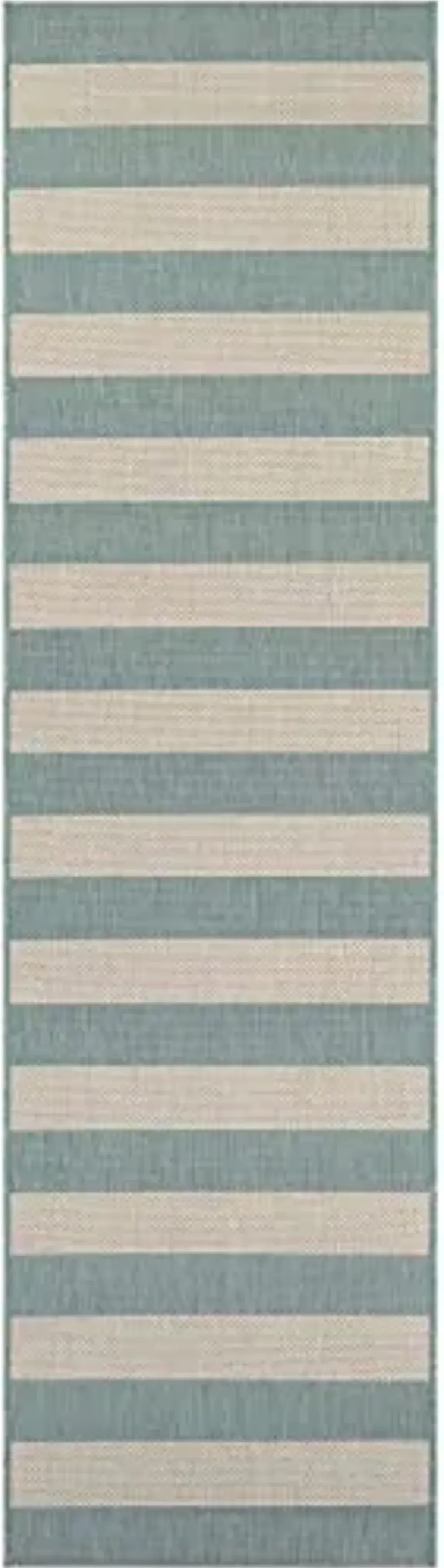 Couristan Afuera Yacht Club Runner Rug, 2-Feet 2-Inch by 7-Feet 10-Inch, Sea Mist/Ivory