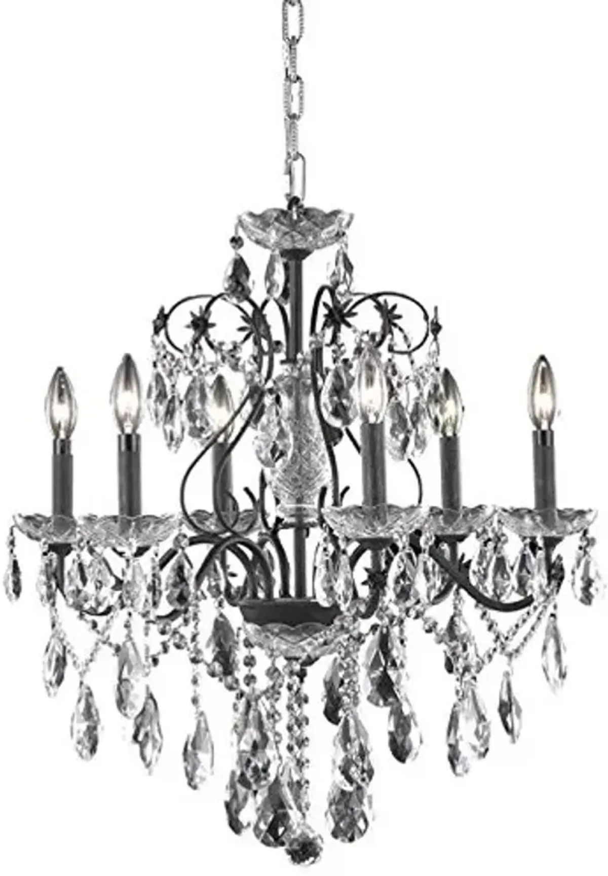 Elegant Lighting St. Francis Collection 6-Light Hanging Fixture with Royal Cut Crystals, Dark Bronze Finish