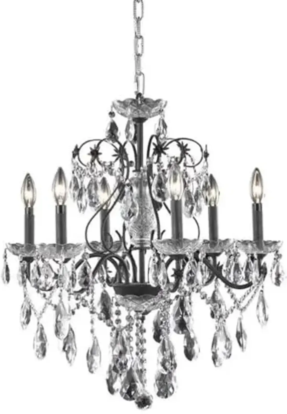Elegant Lighting St. Francis Collection 6-Light Hanging Fixture with Royal Cut Crystals, Dark Bronze Finish
