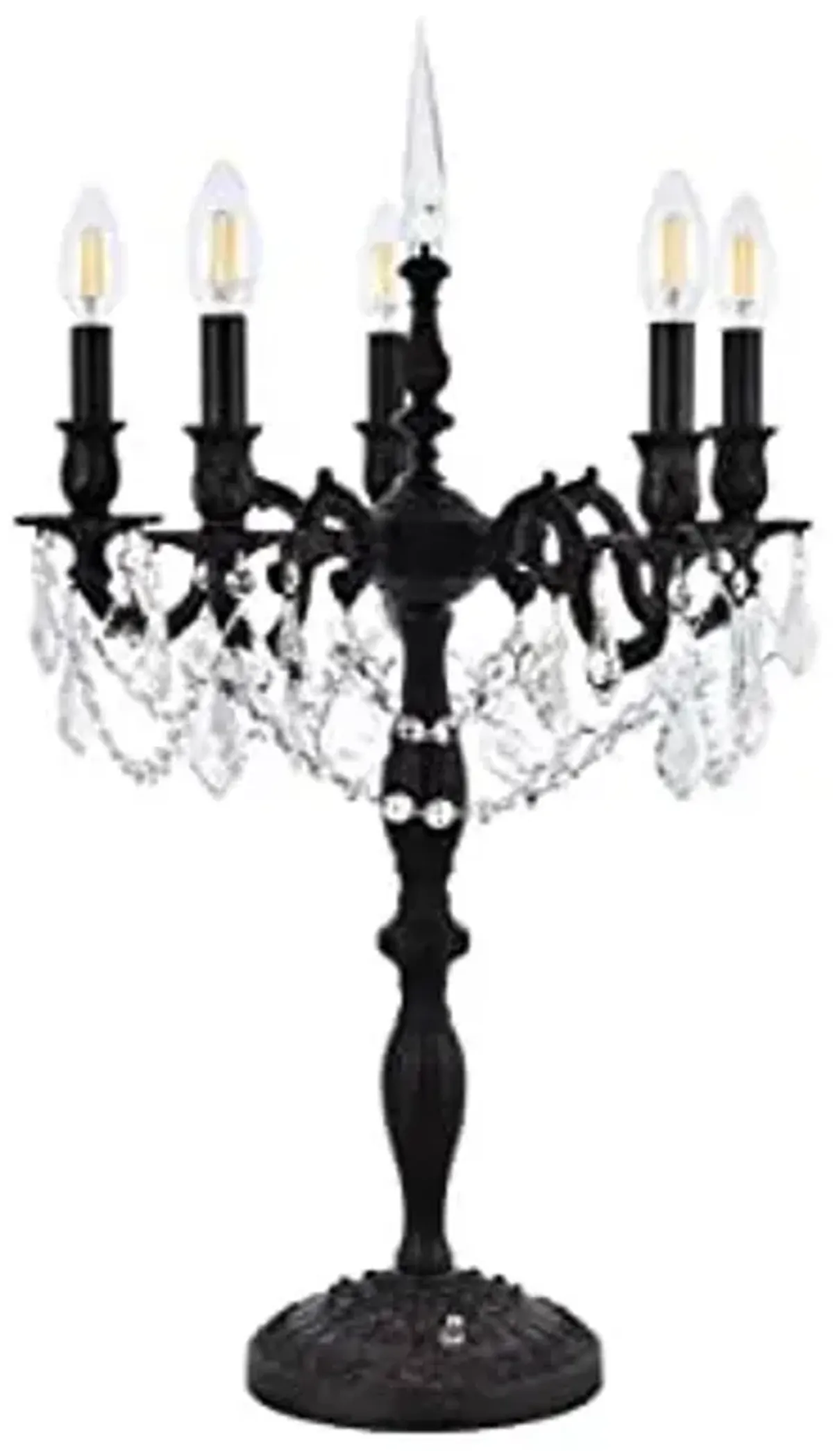 Elegant Lighting Rosalia Collection 9205TL18DB/RC 5-Light Table Lamp with Royal Cut Crystals, Dark Bronze Finish