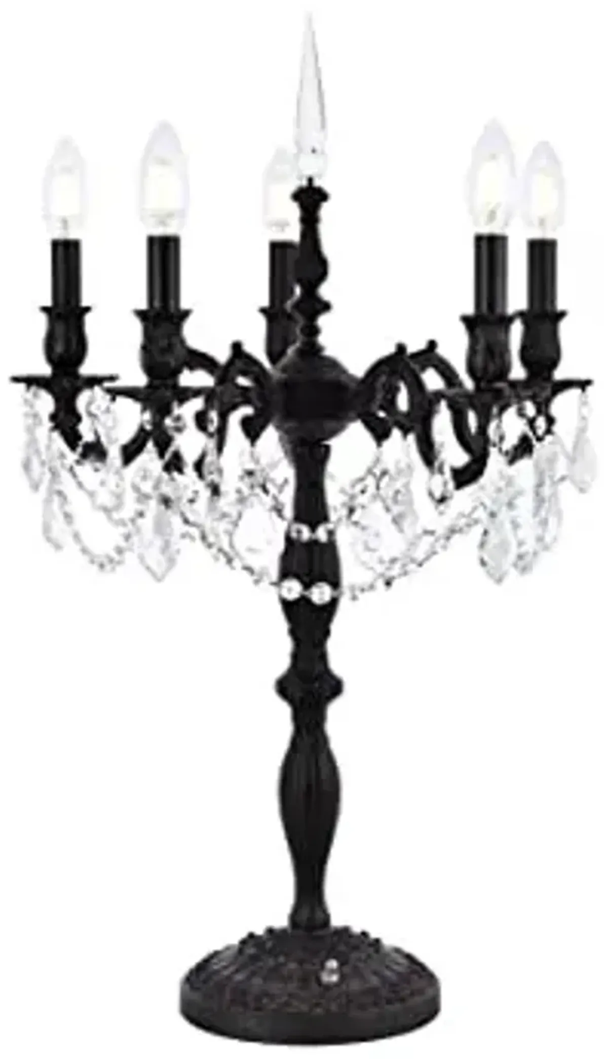 Elegant Lighting Rosalia Collection 9205TL18DB/RC 5-Light Table Lamp with Royal Cut Crystals, Dark Bronze Finish