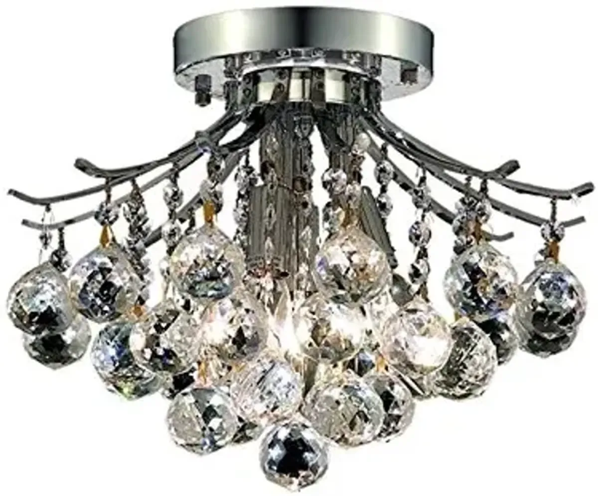 Elegant Lighting 8000F12C/RC Royal Cut Clear Crystal Toureg 3-Light, Single-Tier Flush Mount Crystal Chandelier, Finished in Chrome with Clear Crystals
