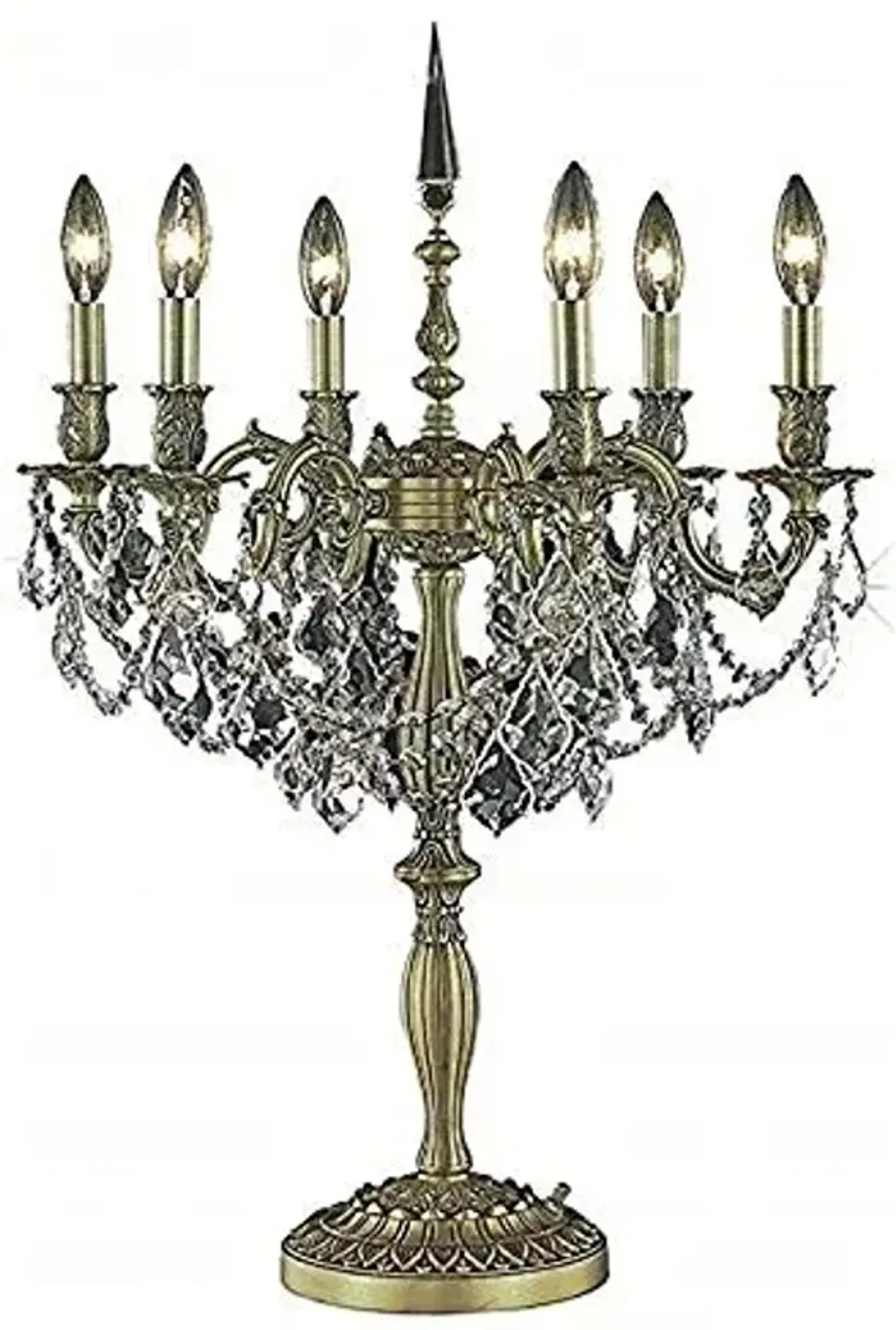 Elegant Lighting Rosalia Collection 6-Light Table Lamp with Elegant Cut Crystals, Antique Bronze Finish