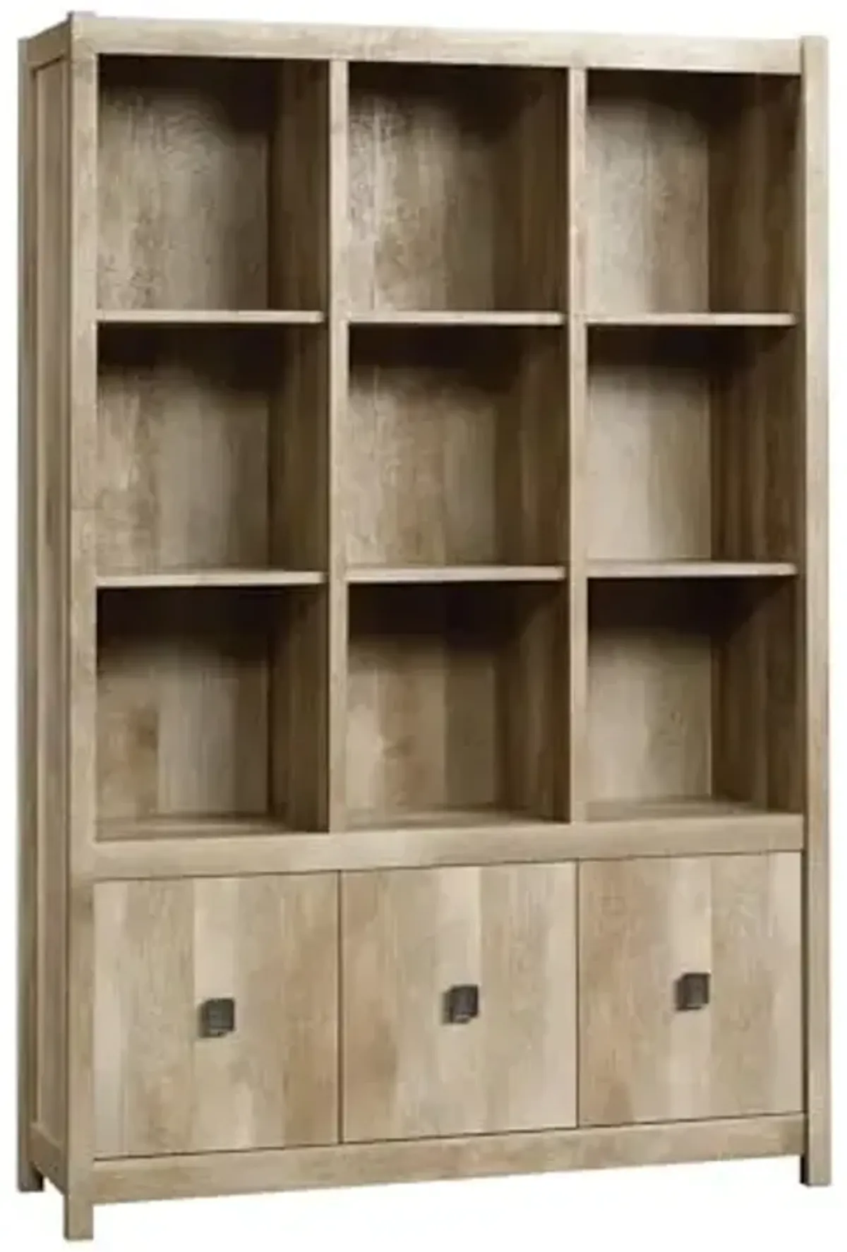 Sauder Cannery Bridge Bookcase Storage Wall, Storage Shelves with Drawers, in Lintel Oak