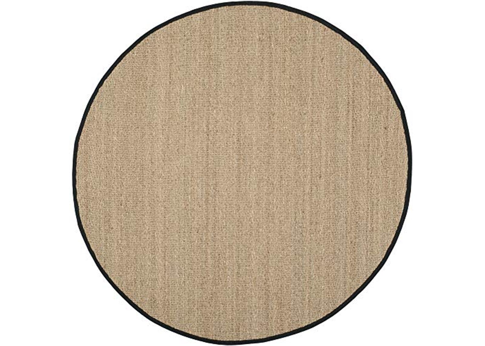 Safavieh Natural Fiber Collection 6' Round Black NF115C Border Herringbone Seagrass Area Rug