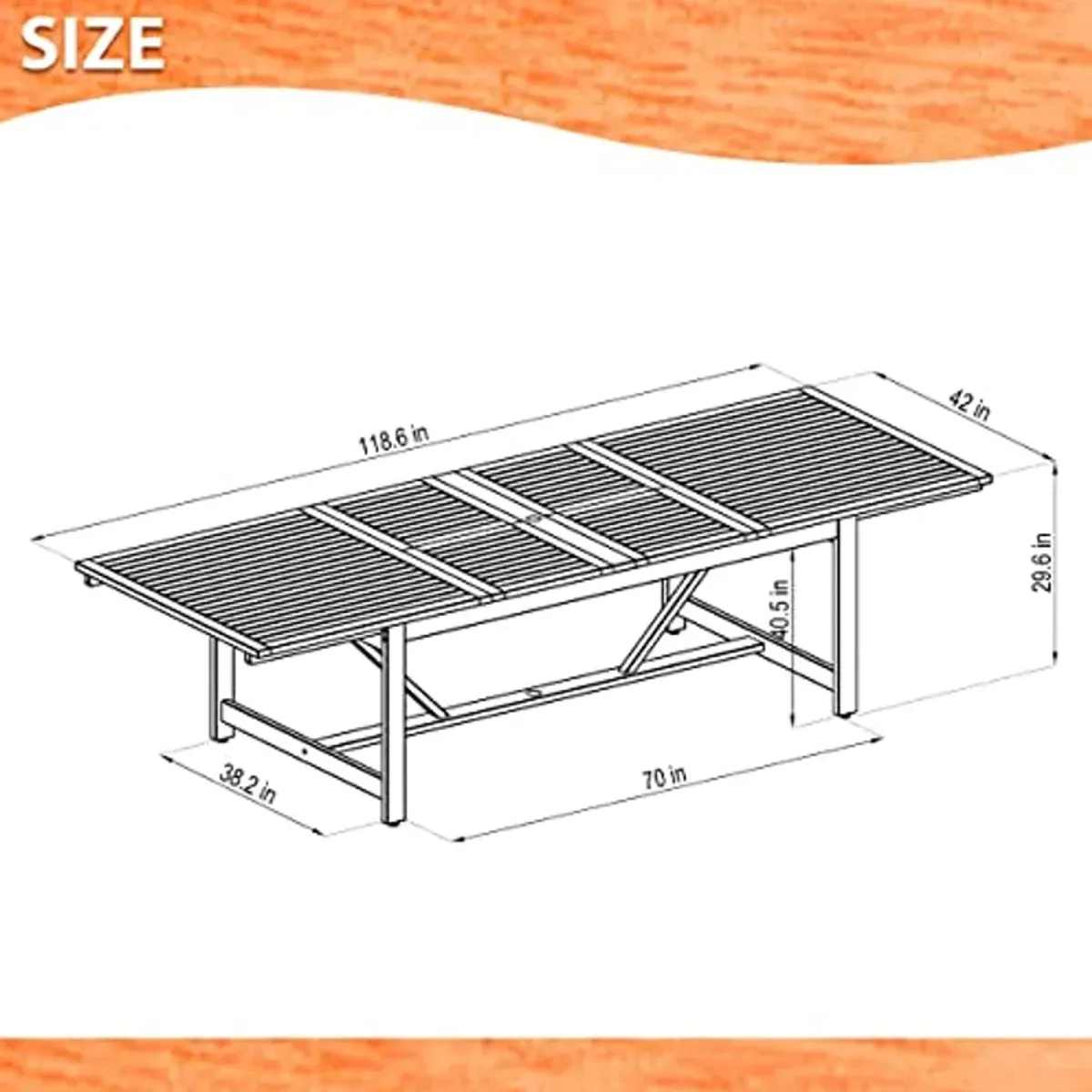 Amazonia Colony 11 Patio Extendable Rectangular Dining Set Wtih Cushions | Eucalyptus Wood | Ideal for Outdoors and Poolside, 9-Piece, Brown