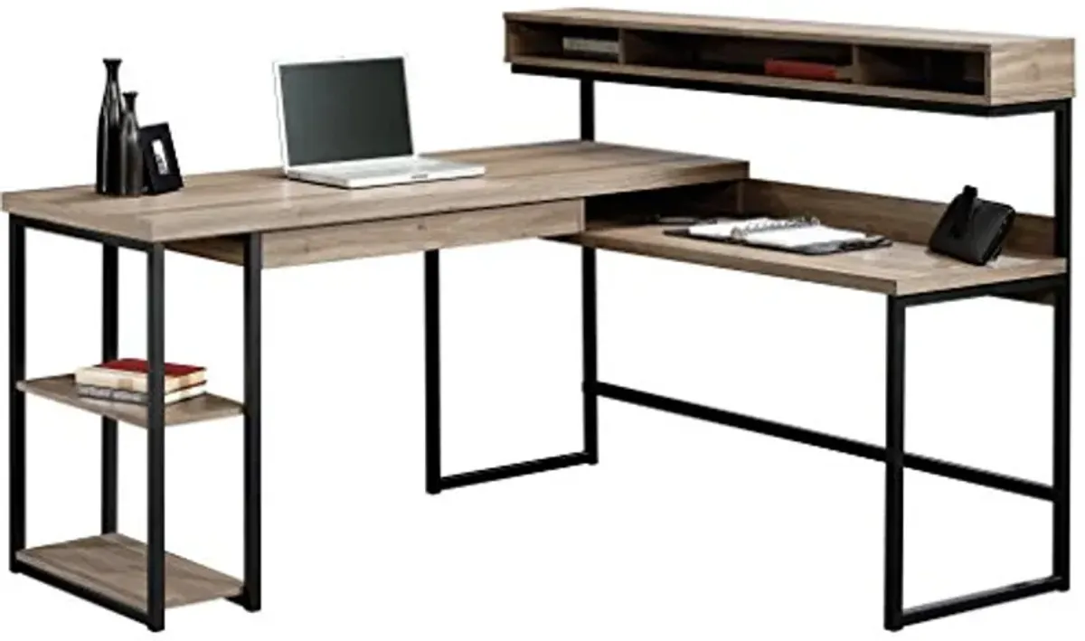 Sauder Transit L-Desk, Salt Oak finish