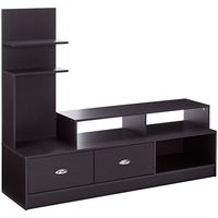 Baxton Studio Armstrong Modern TV Stand with Built-In Vertical Side Console, Dark Brown