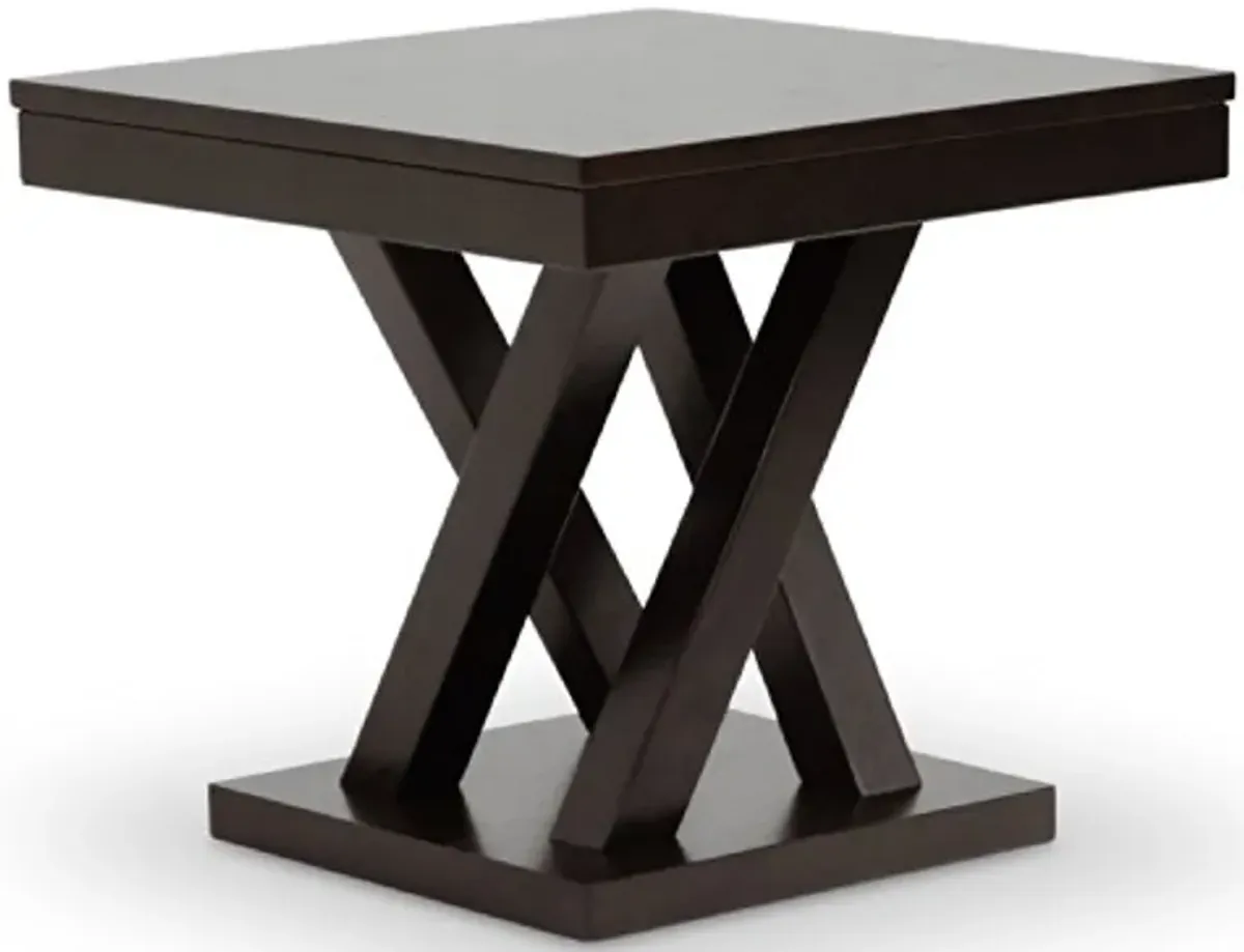 Baxton Studio Everdon Modern End Table, Dark Brown