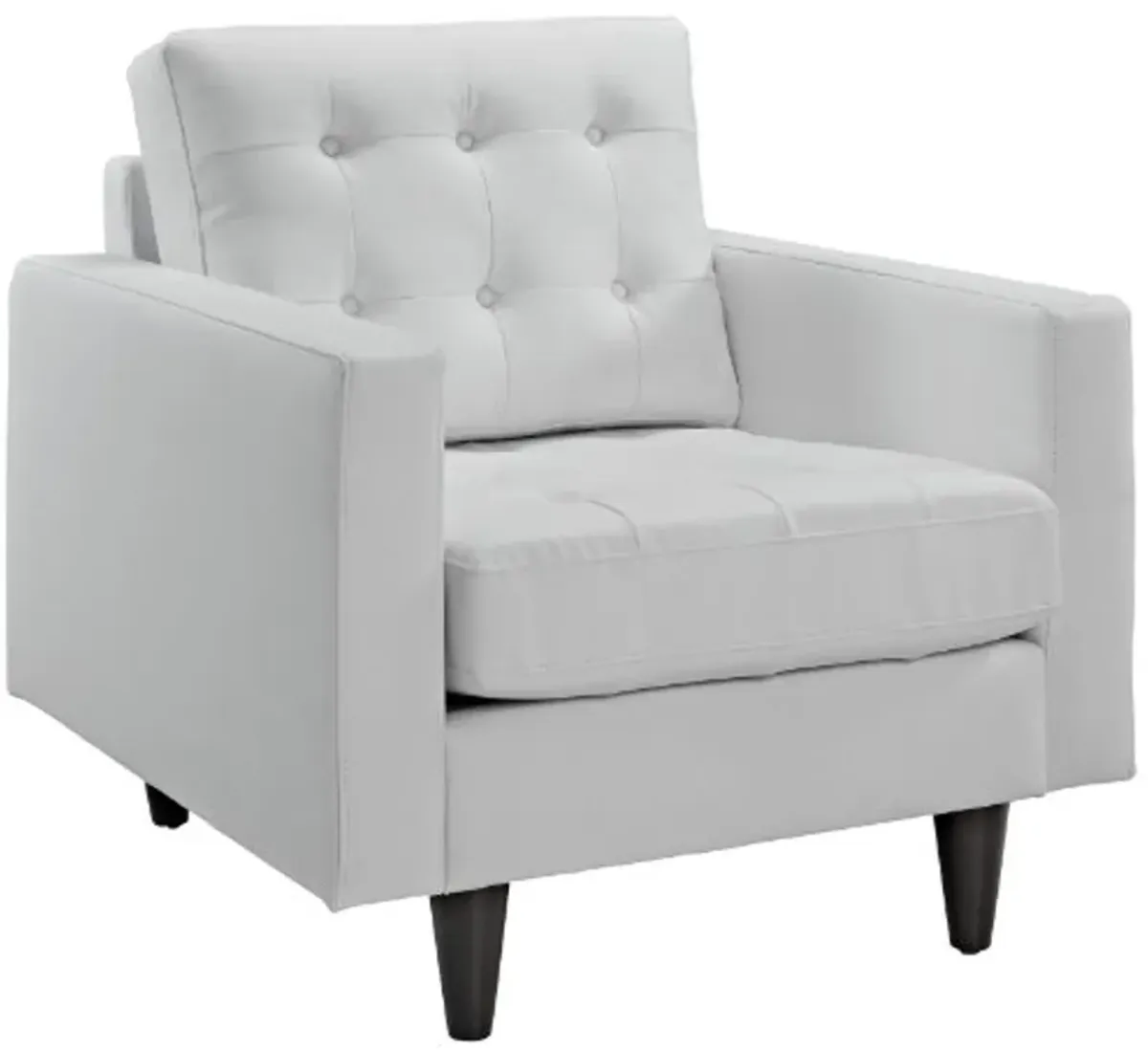 Modway Empress Mid-Century Modern Upholstered Leather Sofa and Two Armchair Set White