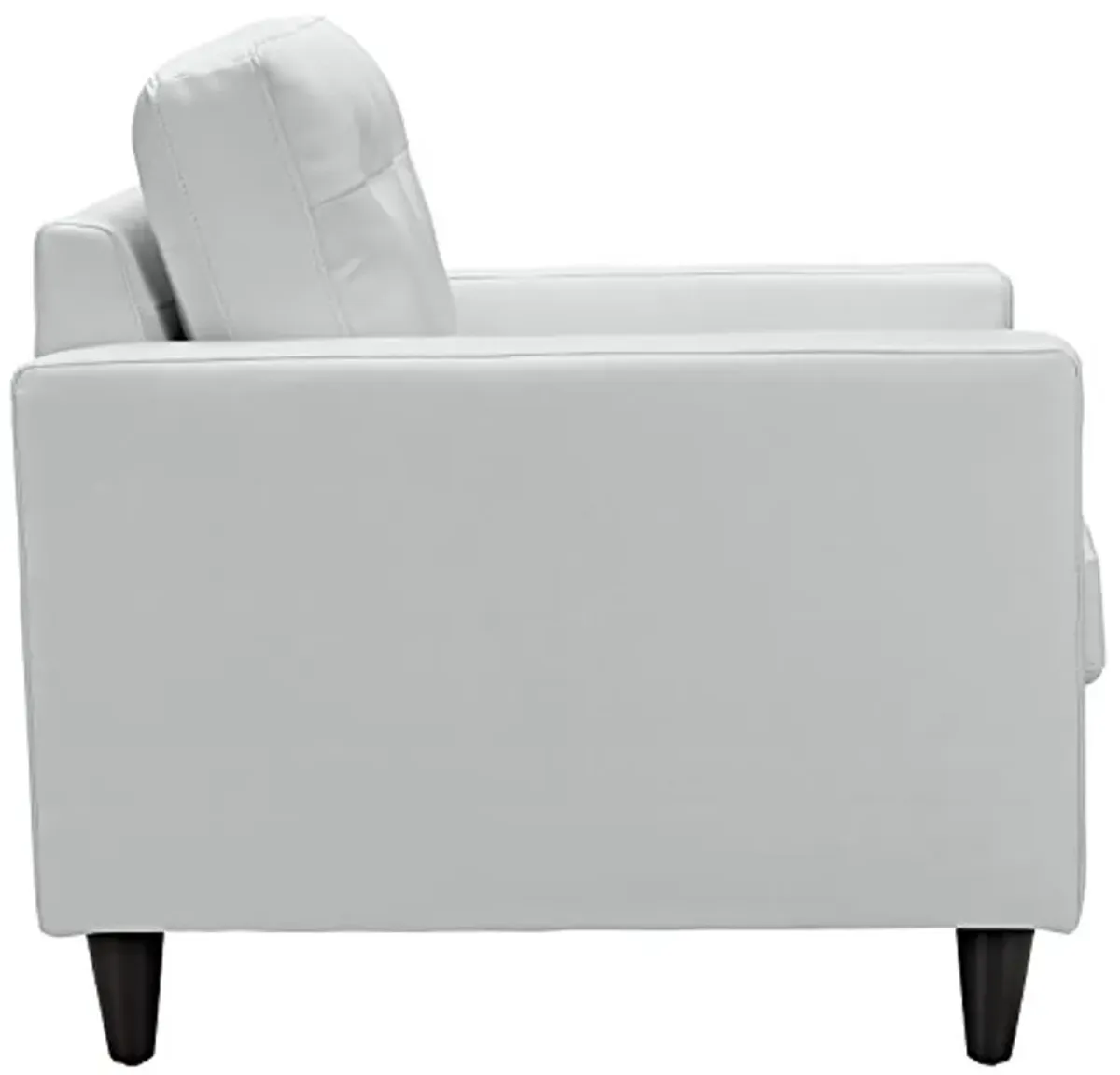 Modway Empress Mid-Century Modern Upholstered Leather Sofa and Two Armchair Set White