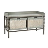 Safavieh American Homes Collection Noah Storage Bench, Antique Pewter and French Grey