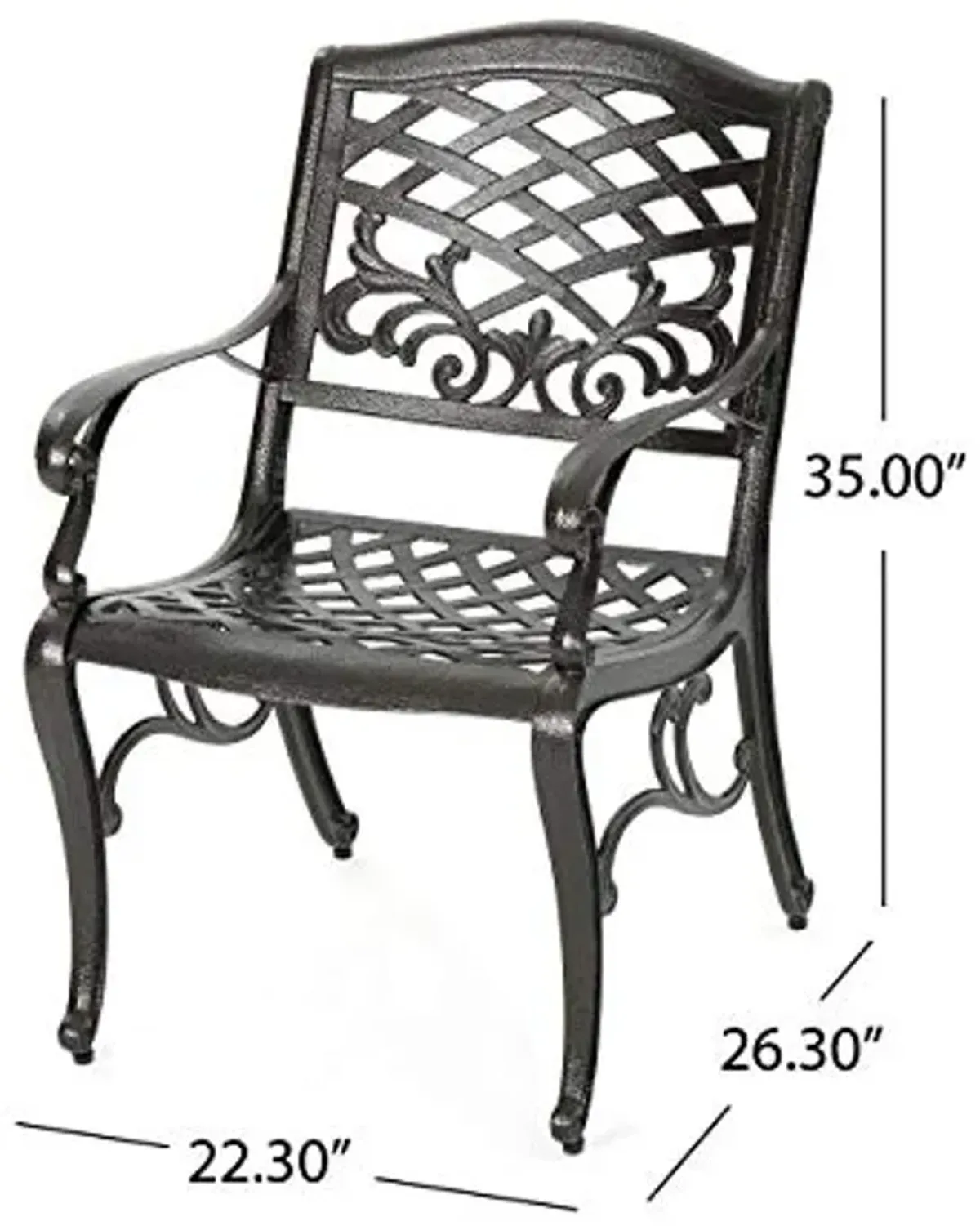 Christopher Knight Home Sarasota Outdoor Cast Aluminum Outdoor Chairs, 2-Pcs Set, Hammered Bronze