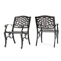 Christopher Knight Home Sarasota Outdoor Cast Aluminum Outdoor Chairs, 2-Pcs Set, Hammered Bronze