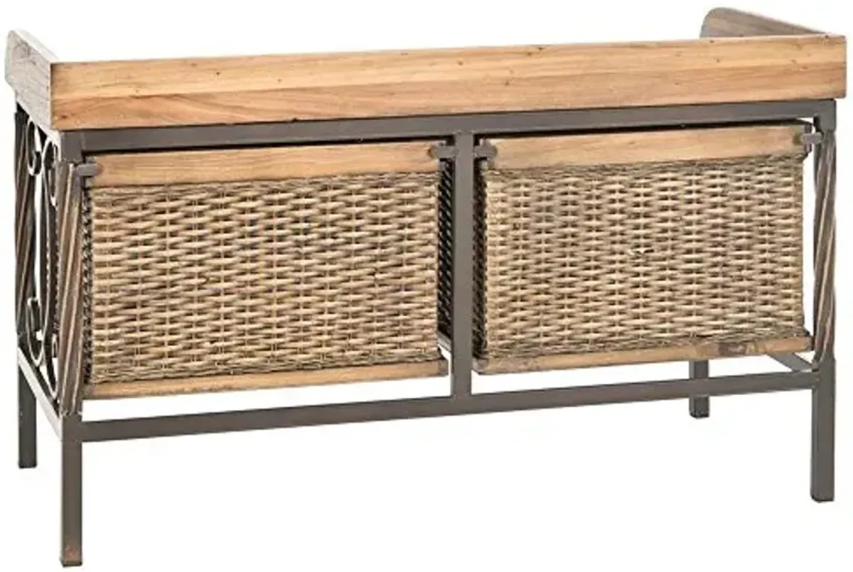 Safavieh American Homes Collection Noah Antiqued Pewter and Oak Storage Bench