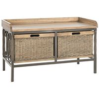Safavieh American Homes Collection Noah Storage Bench, Antique Pewter and Medoak