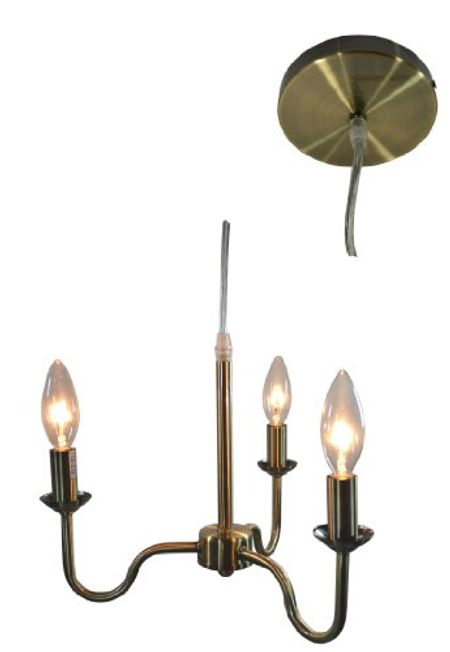 Urbanest Shire 3-Light Hardwire Chandelier, Antique Brass