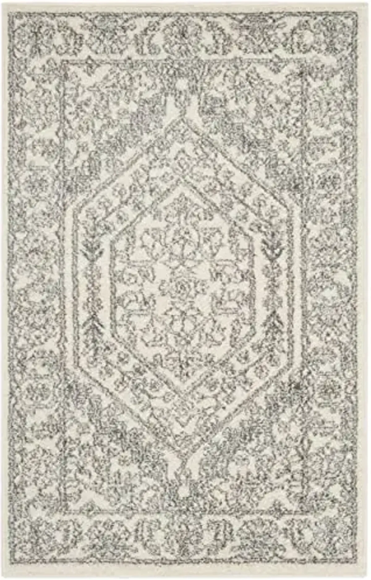 SAFAVIEH Adirondack Collection Area Rug - 2'6" x 4', Ivory & Silver, Oriental Medallion Design, Non-Shedding & Easy to Clean, Ideal for Front Door, Kitchen, Entryway, Accent Space (ADR108B)