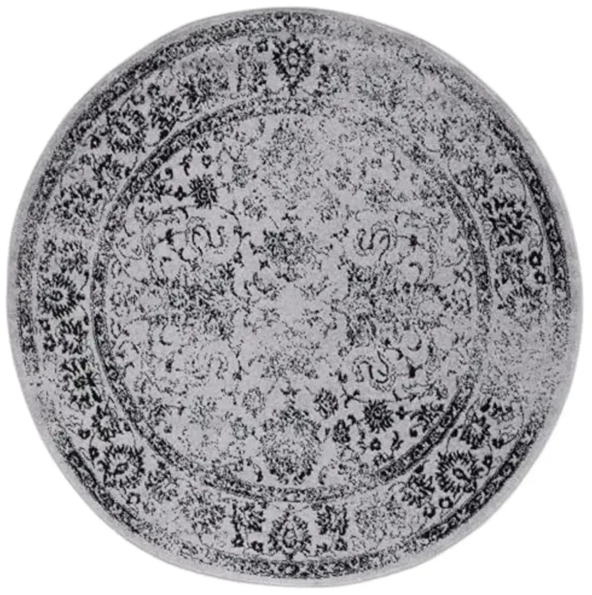SAFAVIEH Adirondack Collection Area Rug - 6' Round, Grey & Black, Oriental Distressed Design, Non-Shedding & Easy Care, Ideal for High Traffic Areas in Living Room, Bedroom (ADR109B)