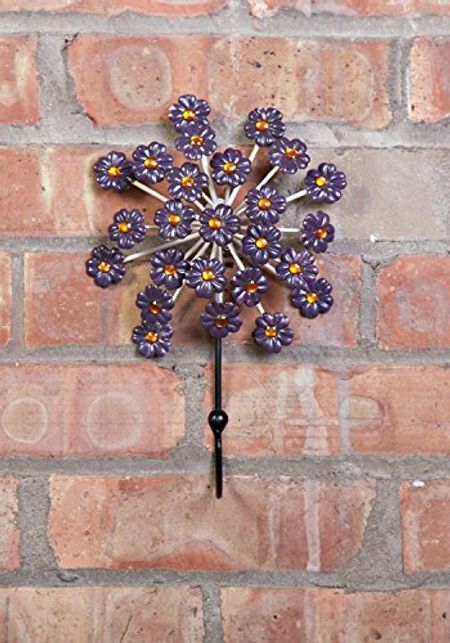Urbanest Flowers Dimensional Metal Wall Hooks, 7" Width, 10" Height (Purple)