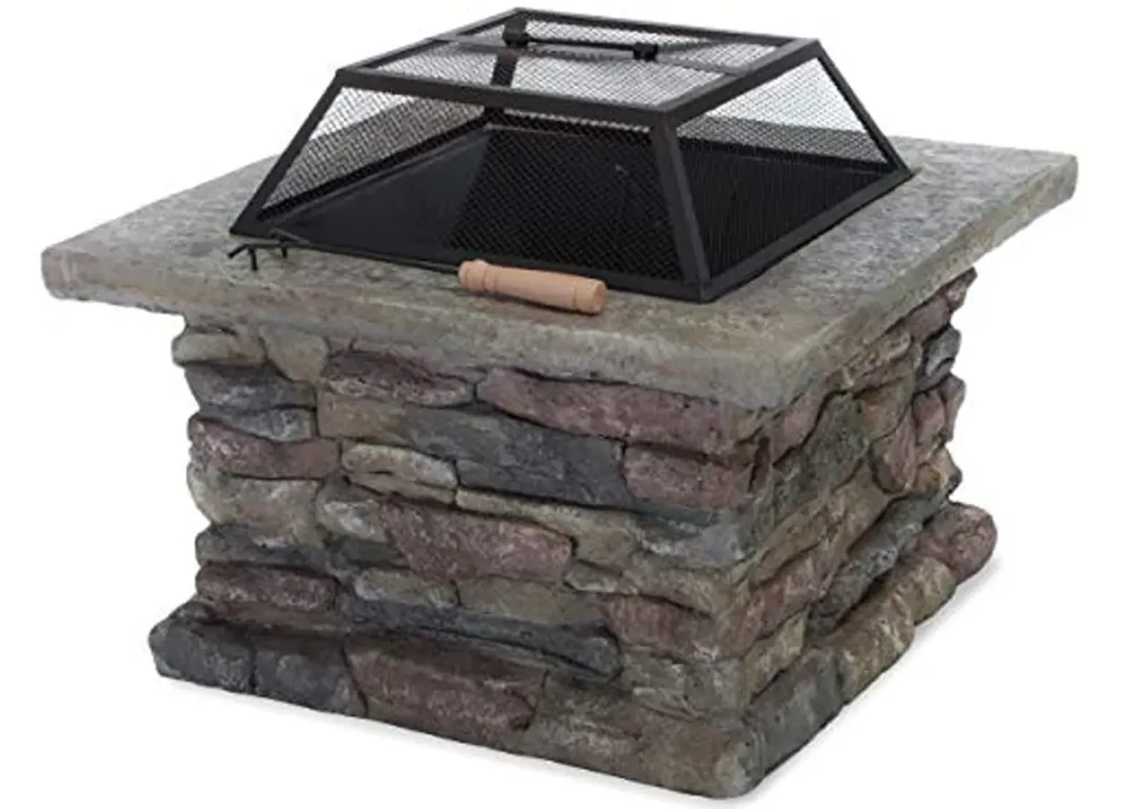 Christopher Knight Home Corporal Natural Stone Square Fire Pit, Light Gray