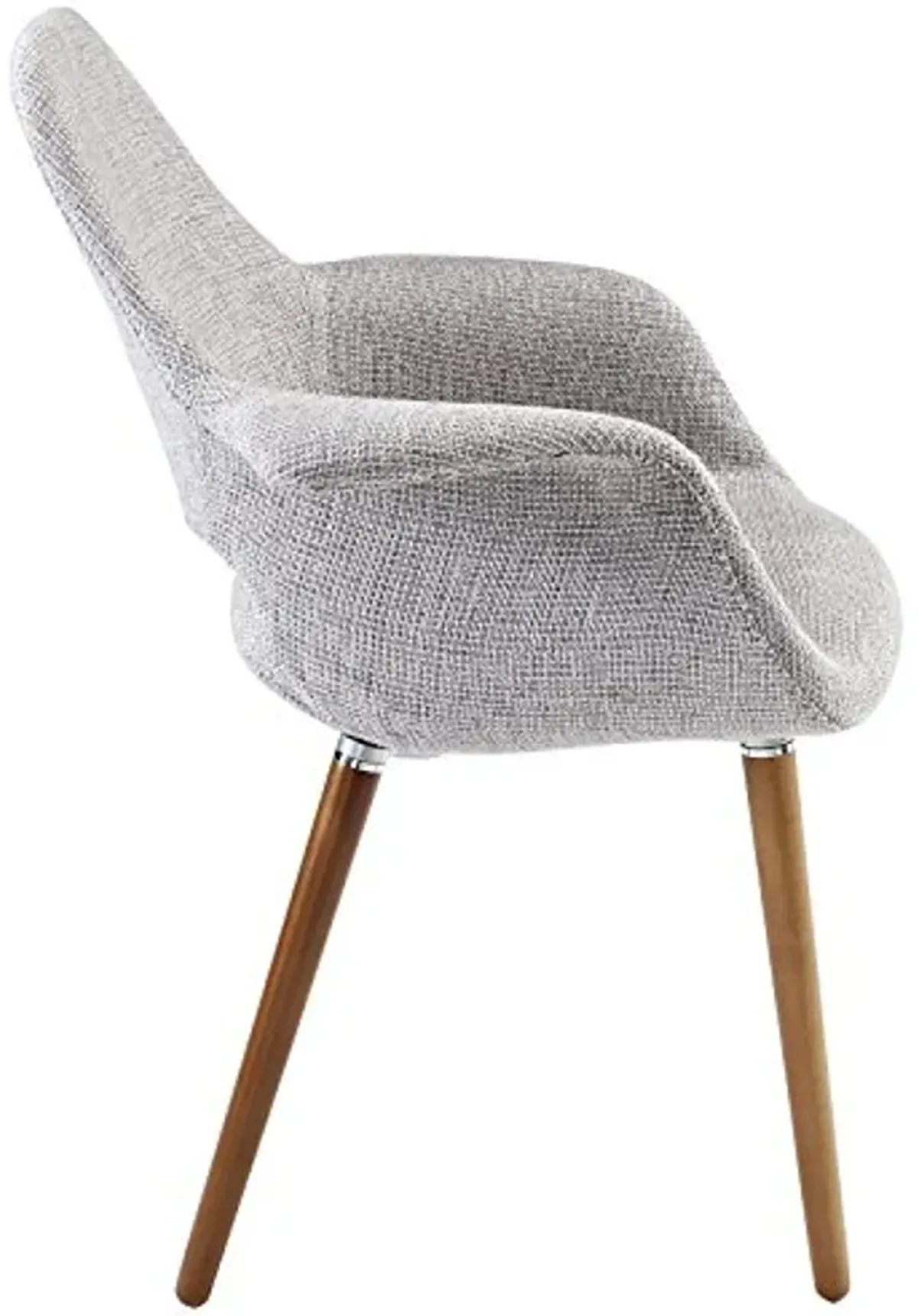 Modway Aegis Mid-Century Modern Upholstered Fabric Four Dining Chairs with Wood Legs in Light Gray