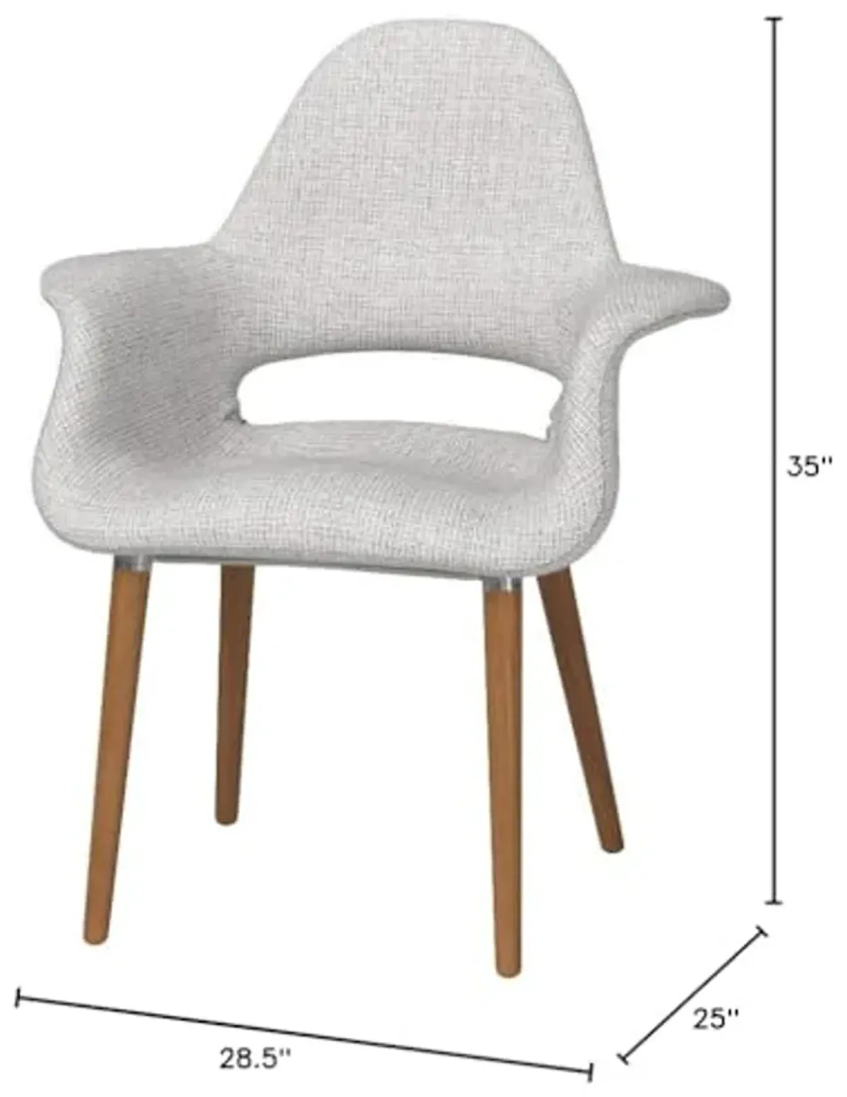 Modway Aegis Mid-Century Modern Upholstered Fabric Four Dining Chairs with Wood Legs in Light Gray