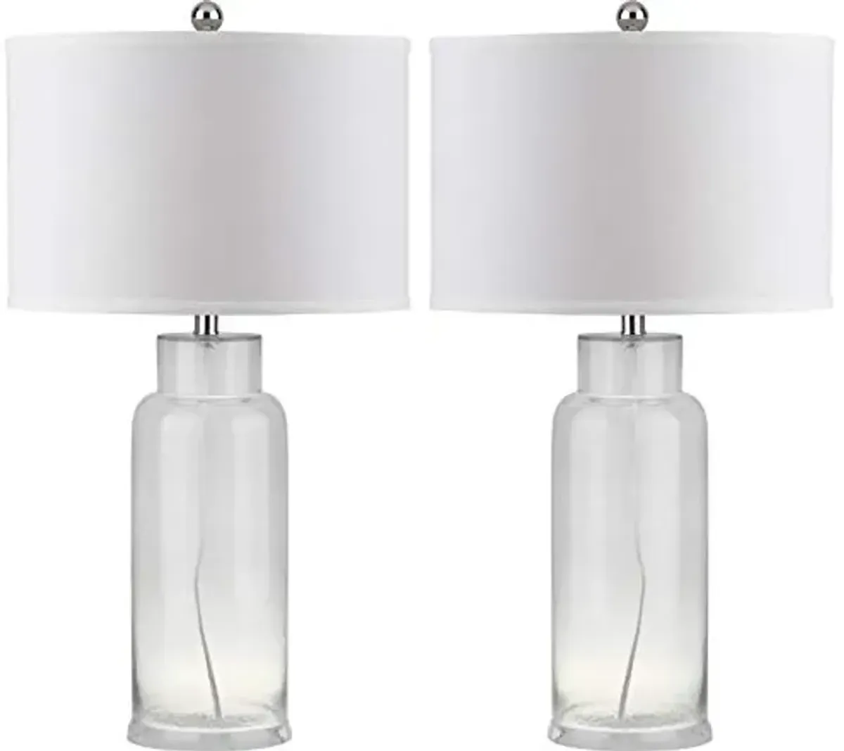 SAFAVIEH Lighting Collection Glass Bottle Clear 30-inch Bedroom Living Room Home Office Desk Nightstand Table Lamp Set of 2 (LED Bulbs Included)