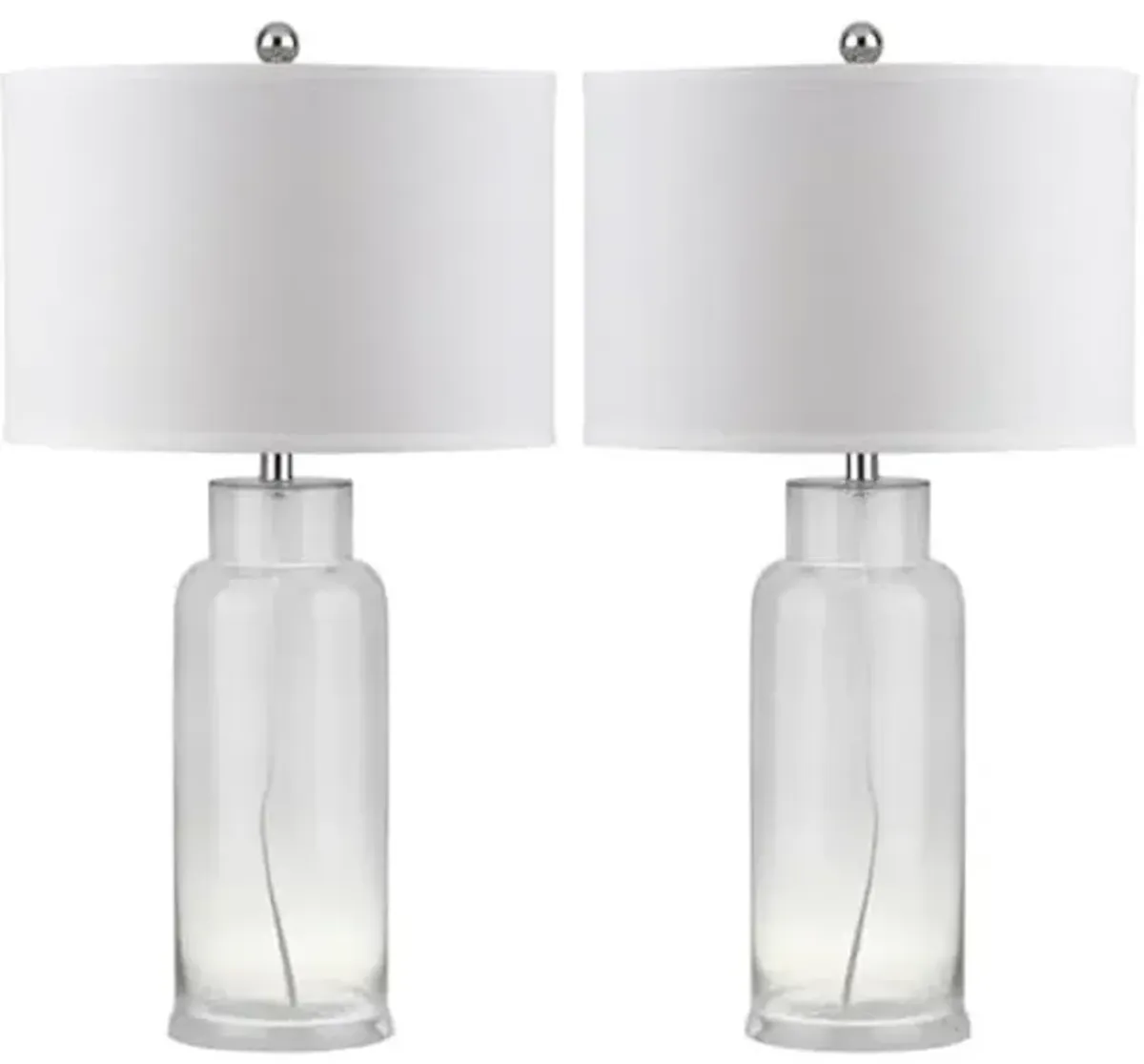 SAFAVIEH Lighting Collection Glass Bottle Clear 30-inch Bedroom Living Room Home Office Desk Nightstand Table Lamp Set of 2 (LED Bulbs Included)
