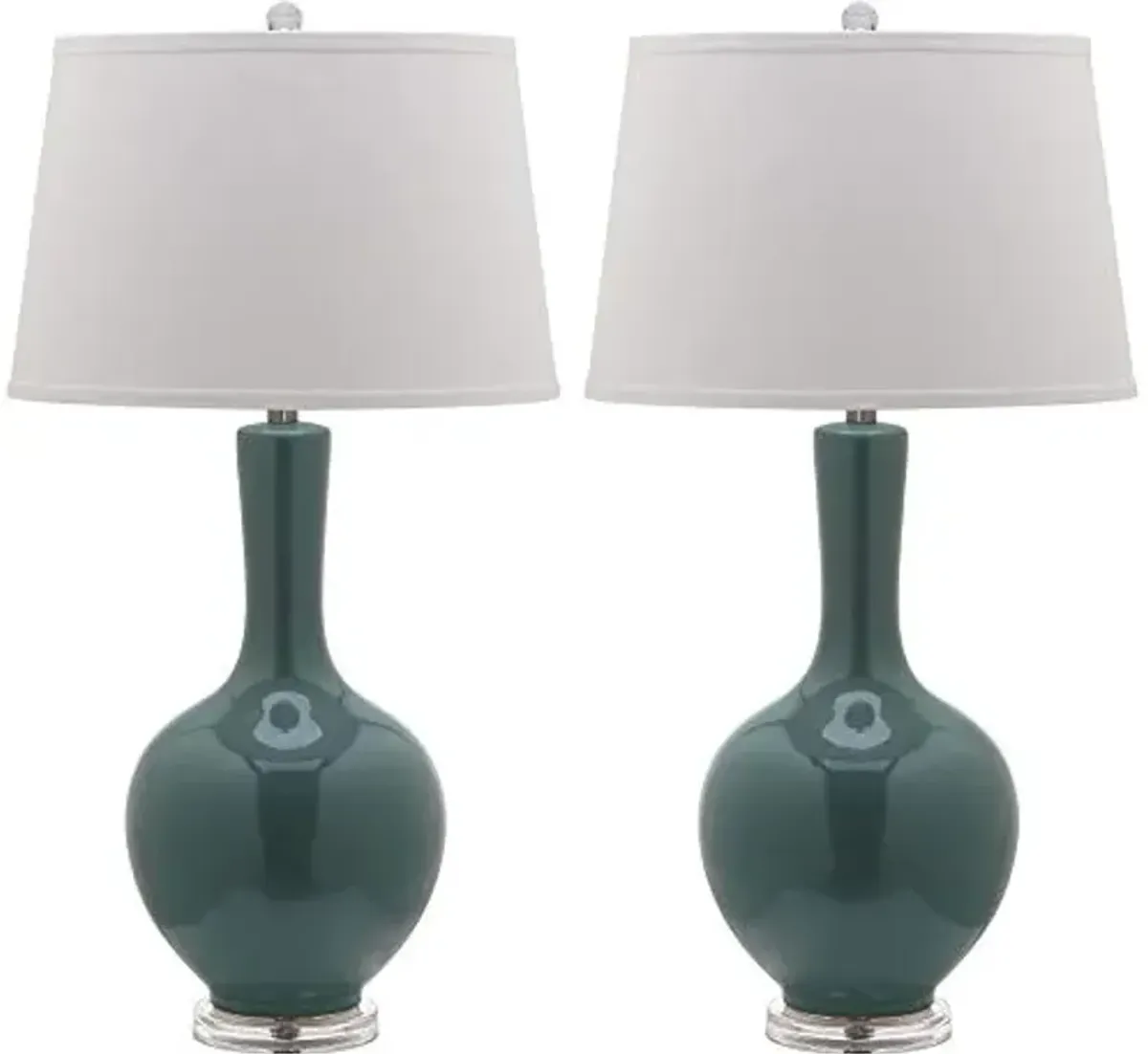 Safavieh Lighting Collection Blanche Gourd Teal and White Table Lamp, Set of 2