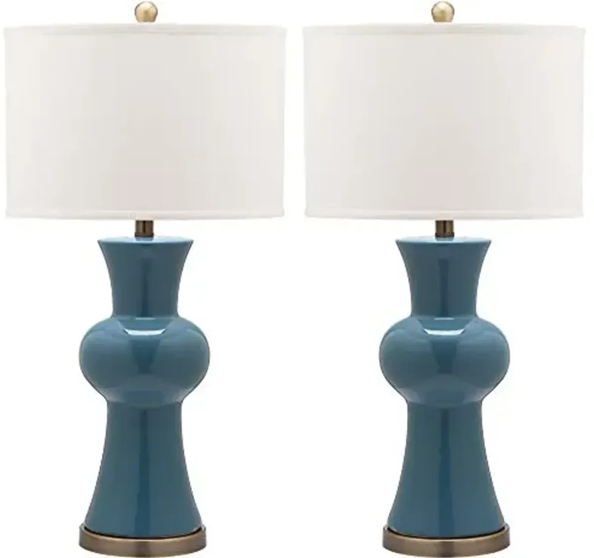 Safavieh Lighting Collection Lola Column Blue and White Table Lamp, Set of 2