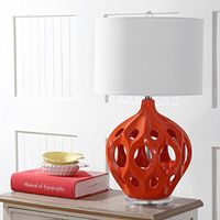 SAFAVIEH Lighting Collection Regina Modern Farmhouse Orange Ceramic 29-inch Bedroom Living Room Home Office Desk Nightstand Table Lamp (LED Bulb Included)