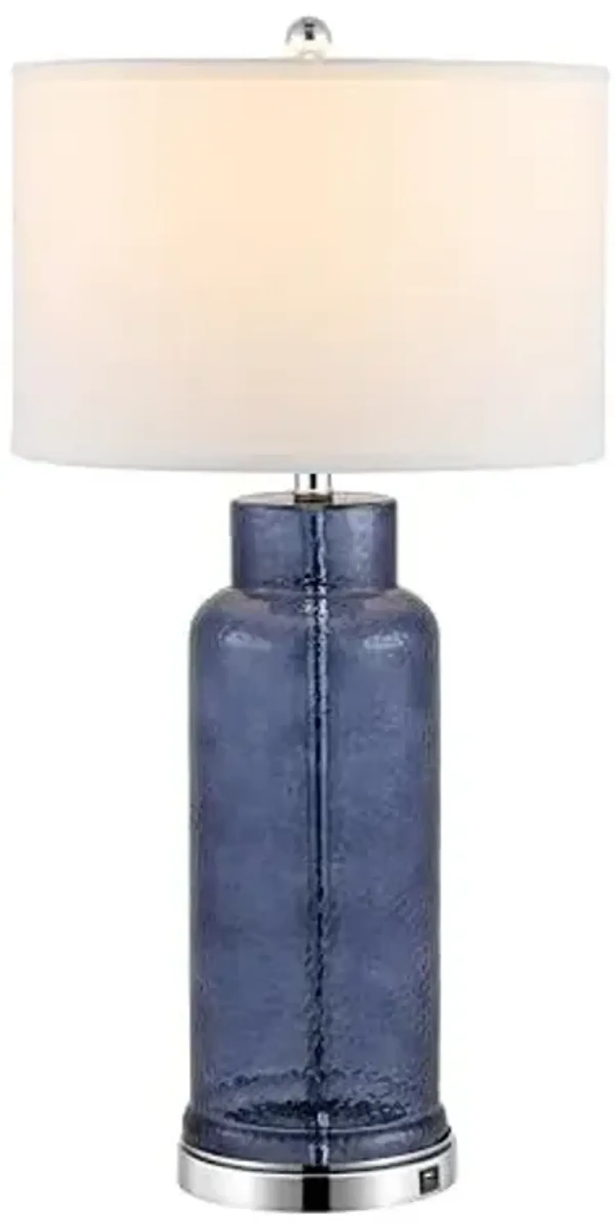 SAFAVIEH Lighting Collection Glass Bottle Blue 30-inch Bedroom Living Room Home Office Desk Nightstand Table Lamp Set of 2 (LED Bulbs Included)