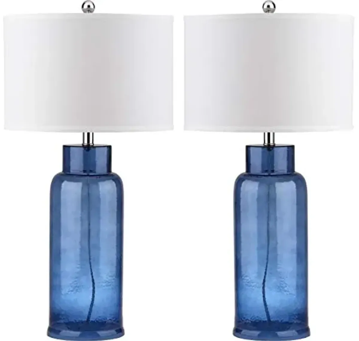 SAFAVIEH Lighting Collection Glass Bottle Blue 30-inch Bedroom Living Room Home Office Desk Nightstand Table Lamp Set of 2 (LED Bulbs Included)